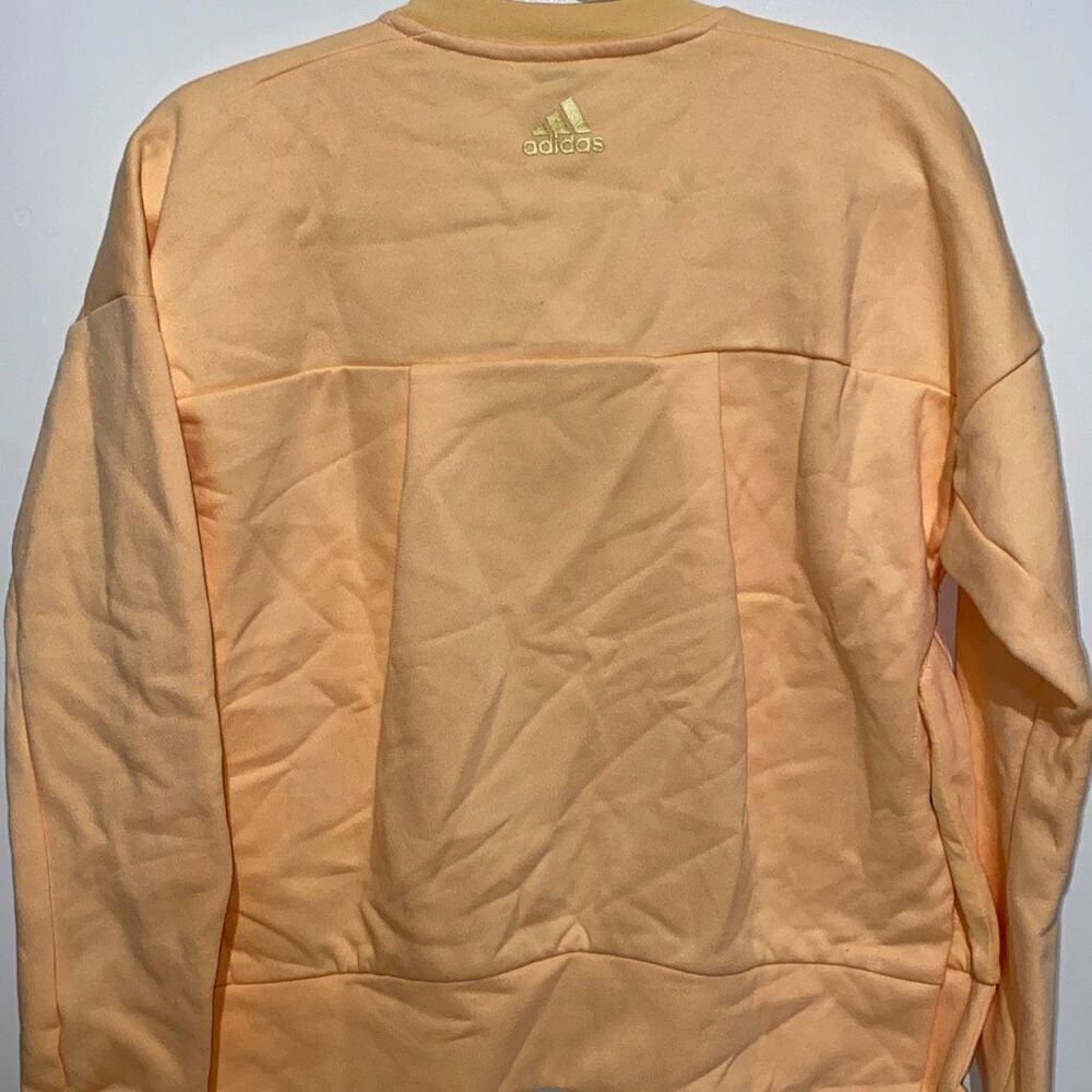 Adidas Womens Sweater Pullover Crewneck Sweatshirt Orange Small Glam Logo Snap S - Picture 5 of 7